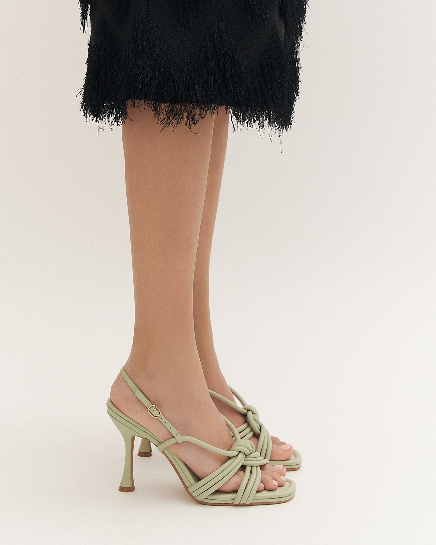 XANTHE HIGH HEEL SANDALS LIGHT SAGE LEATHER