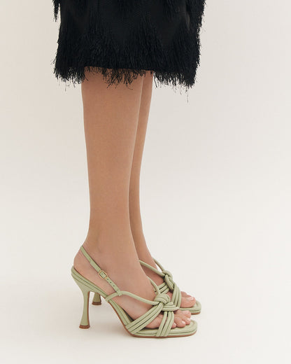 XANTHE HIGH HEEL SANDALS LIGHT SAGE LEATHER