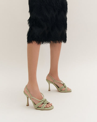 XANTHE HIGH HEEL SANDALS LIGHT SAGE LEATHER