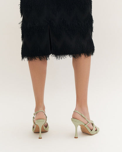 XANTHE HIGH HEEL SANDALS LIGHT SAGE LEATHER