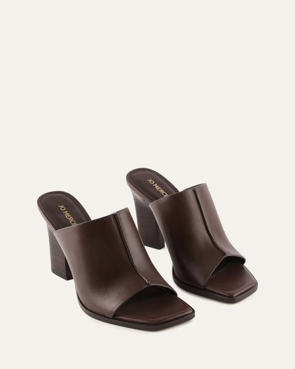 ZULU HIGH HEEL SANDALS BITTER CHOC LEATHER